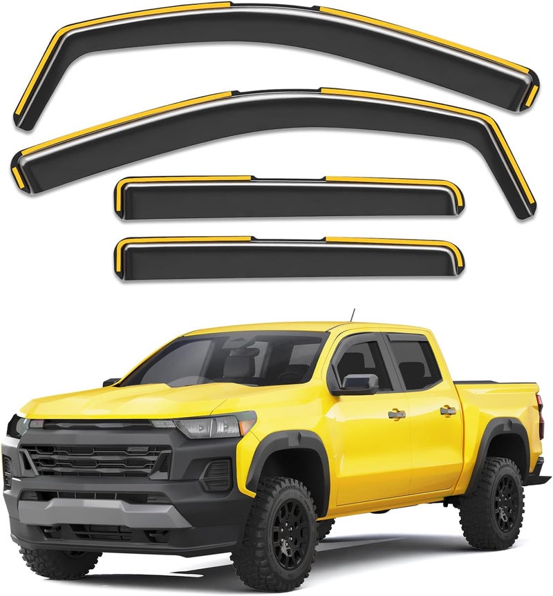 Deejecsun in-Channel Window Rain Guards Fit for Truck Chevy Colorado/GMC Canyon Crew Cab 2023 2024 2025 2026 Rain Guards Extra Durable Window Deflectors Visors Vent Visors Shades Car Accessories - Image 1